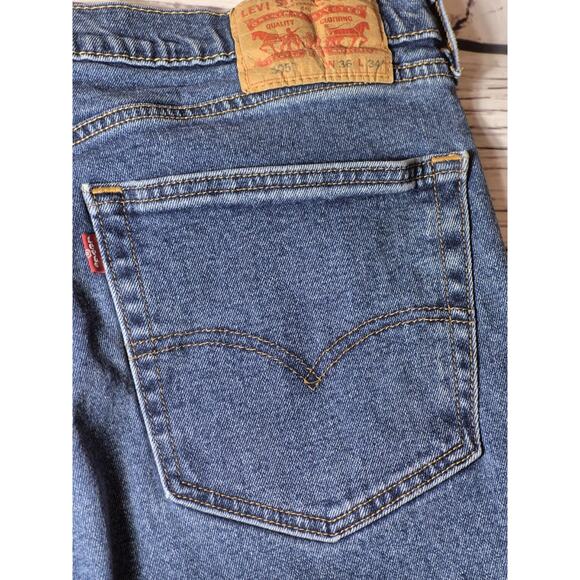 Levis Jeans Mens 36x34 Blue 505 Regular Fit Straight Leg Medium Wash Denim Pants - Picture 8 of 11